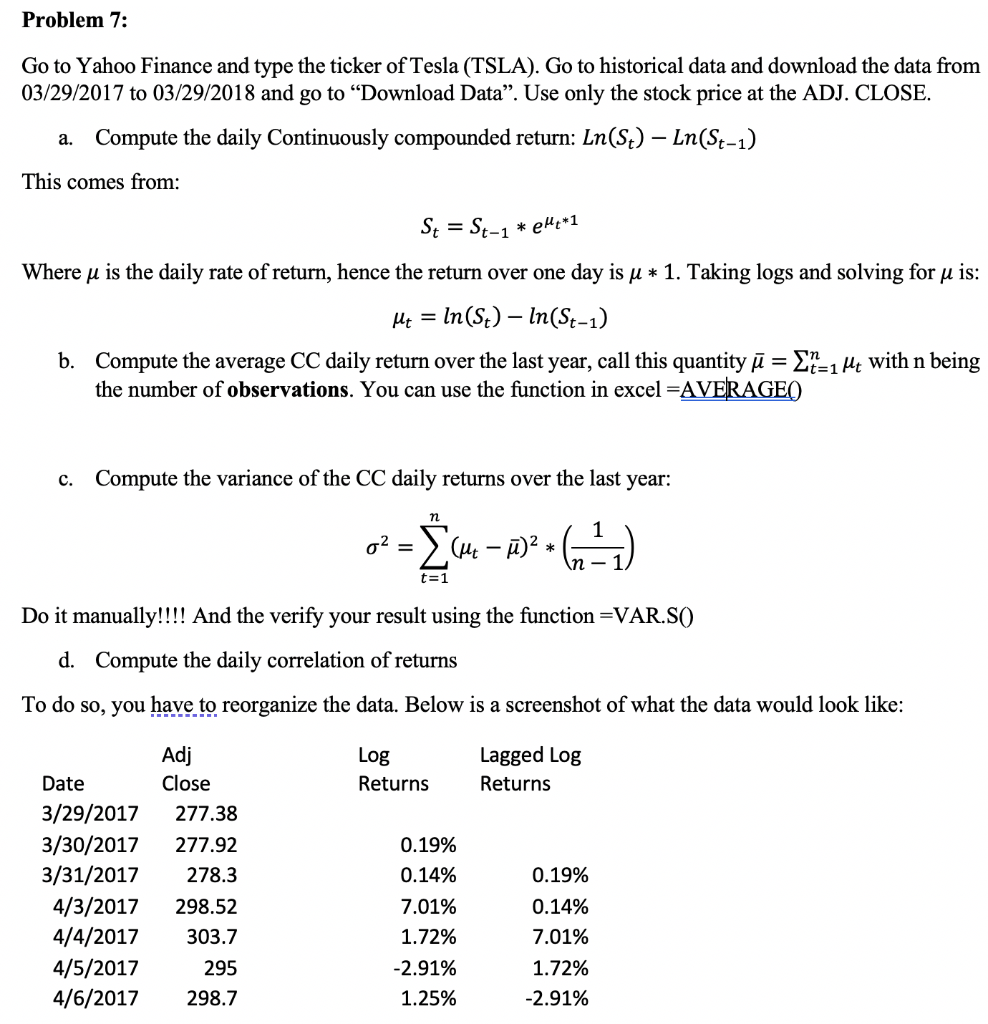 Problem 7 Go To Yahoo Finance And Type The Ticker Chegg Com