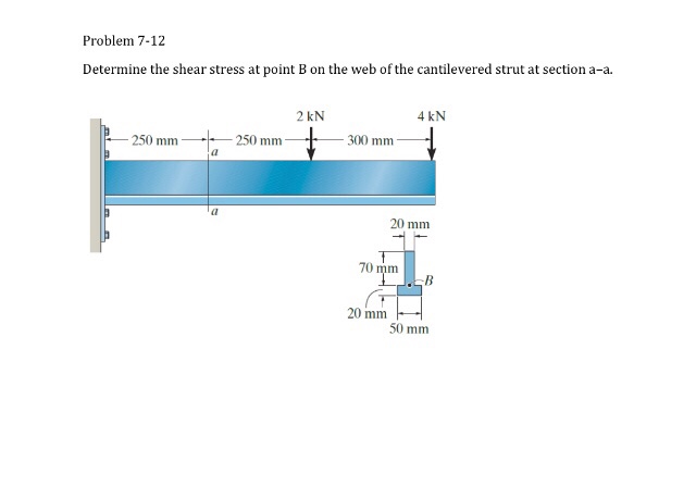 Solved Problem 7-12 Determine the shear stress at point B on | Chegg.com