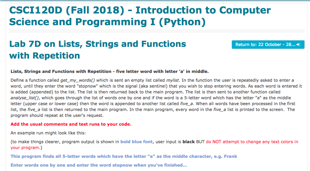 Solved CSCI120D (Fall 2018) Introduction to Computer Science | Chegg.com