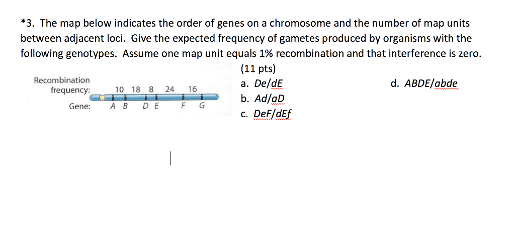 Solved *3. The map below indicates the order of genes on a | Chegg.com