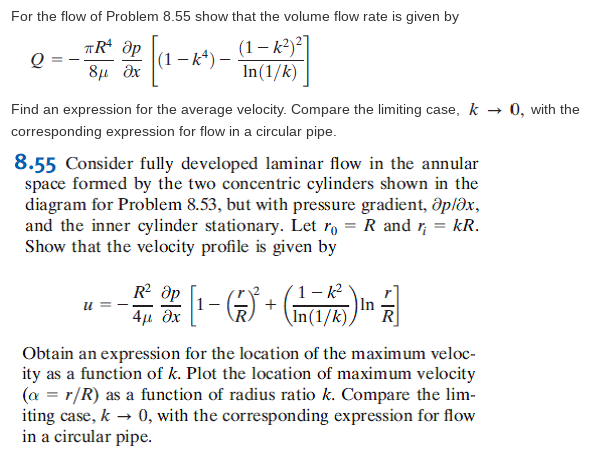 Solved For the flow of Problem 8.55 show that the volume | Chegg.com