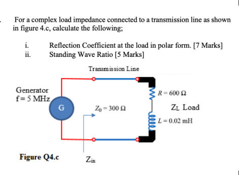 Solved For a complex load impedance connected to a | Chegg.com