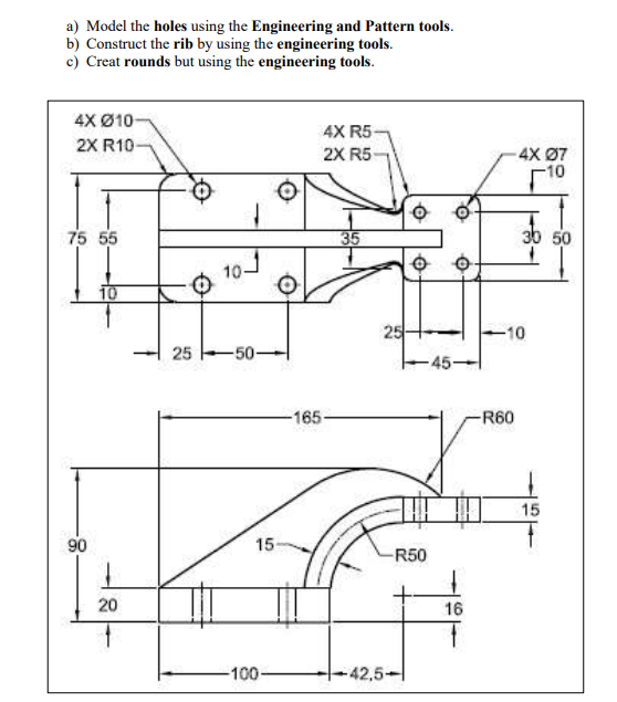 Solved Please follow the instruction and use creo to create | Chegg.com