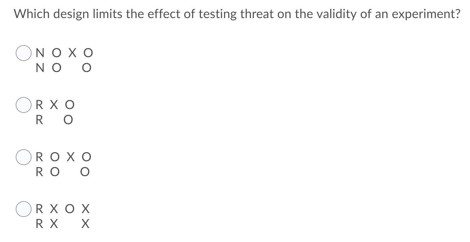 Solved What type of design has the following notation: NO X | Chegg.com