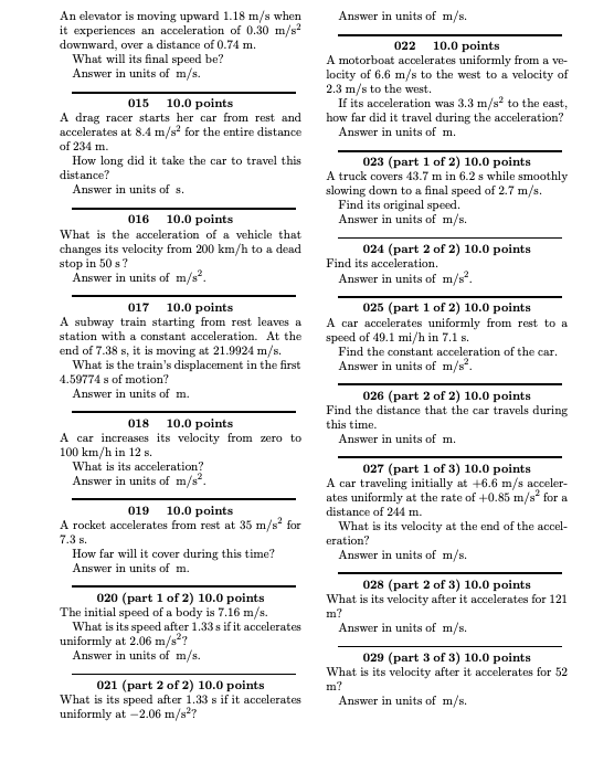 Solved Answer in units of m/s. An elevator is moving upward | Chegg.com