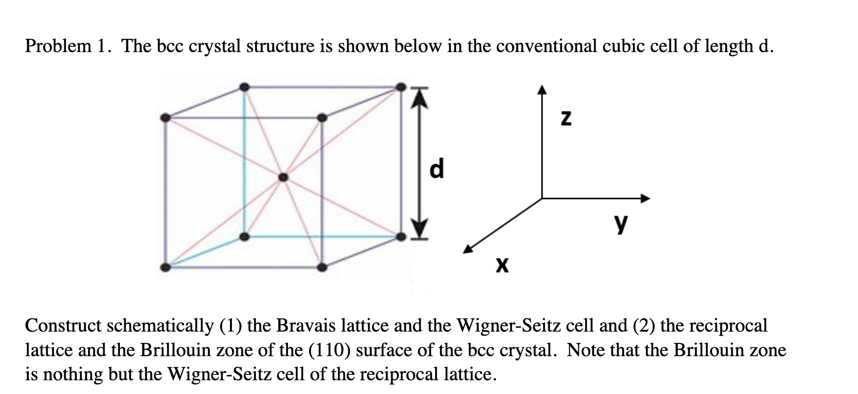 Solved Problem 1. The Bcc Crystal Structure Is Shown Below | Chegg.com