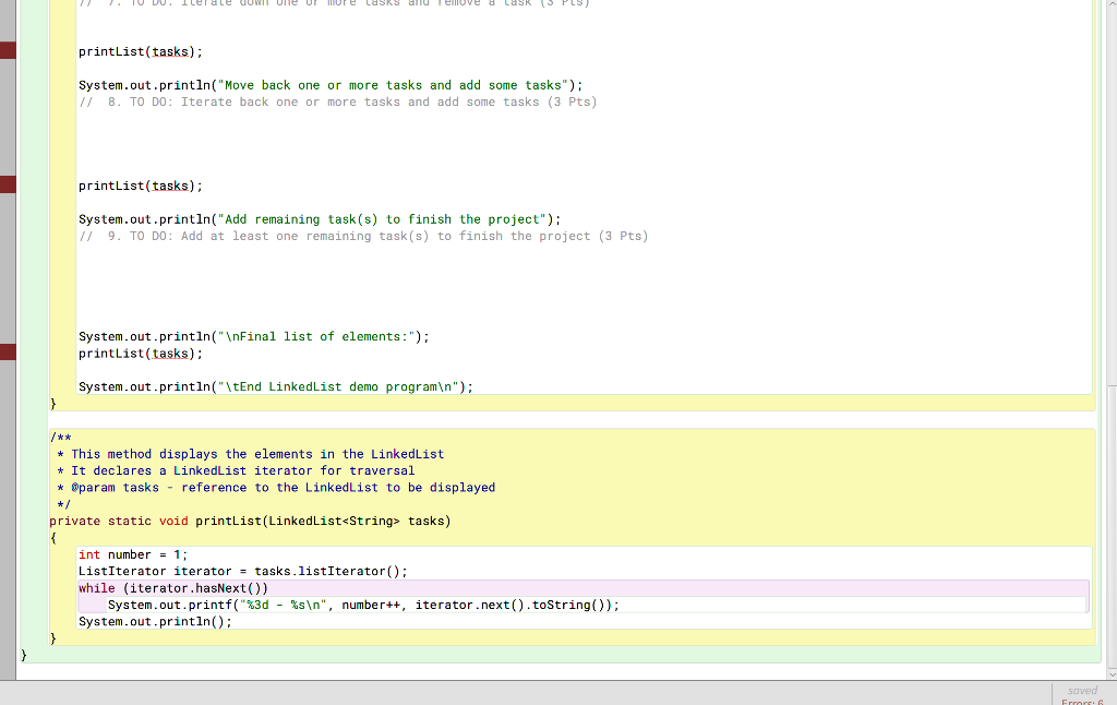Solved Need help with this java. Need the "to do" | Chegg.com