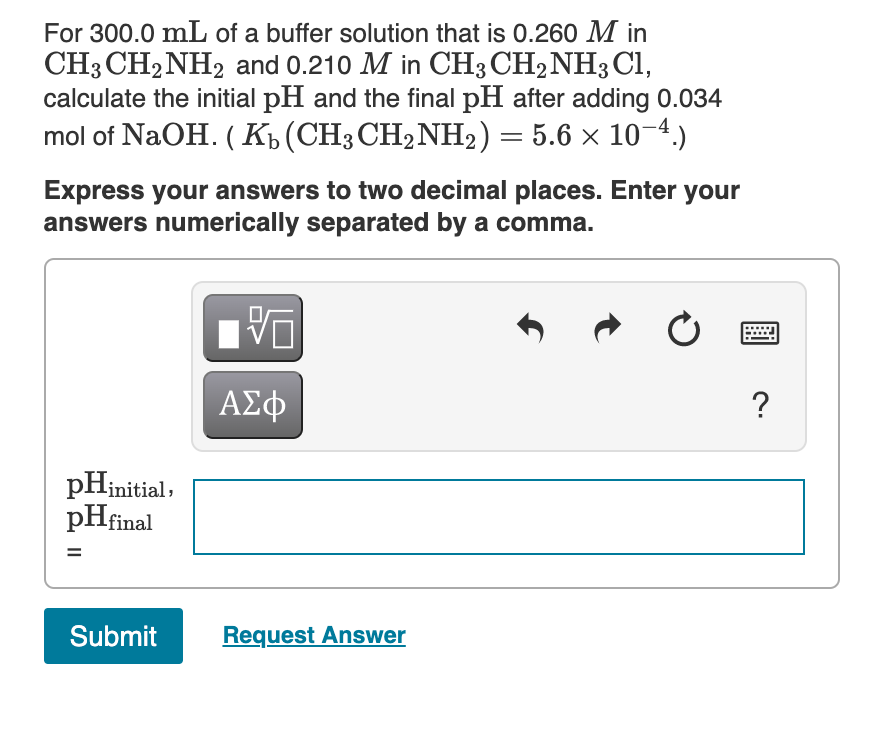 Solved For 300.0 mL of a buffer solution that is 0.260 M in | Chegg.com