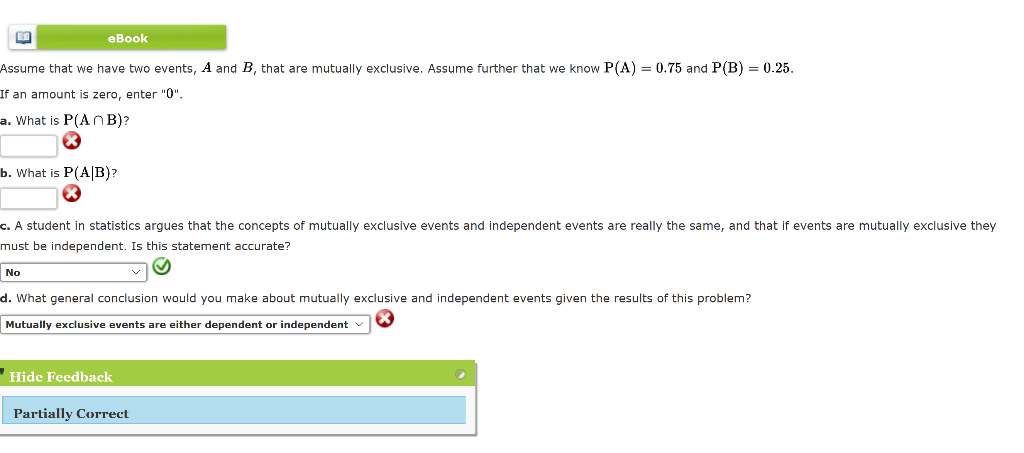 Solved EBook Assume That We Have Two Events, A And B, That | Chegg.com