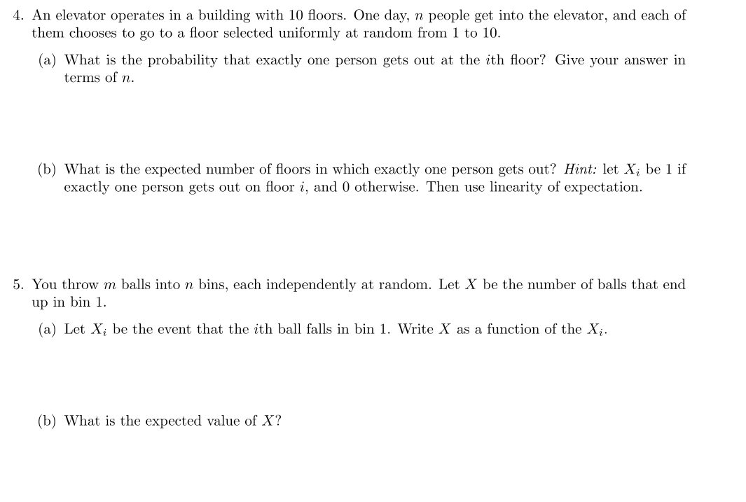 Solved 4. An elevator operates in a building with 10 floors. | Chegg.com
