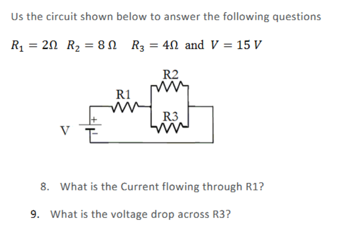 Solved Us ﻿the circuit shown below to ﻿answer the following | Chegg.com