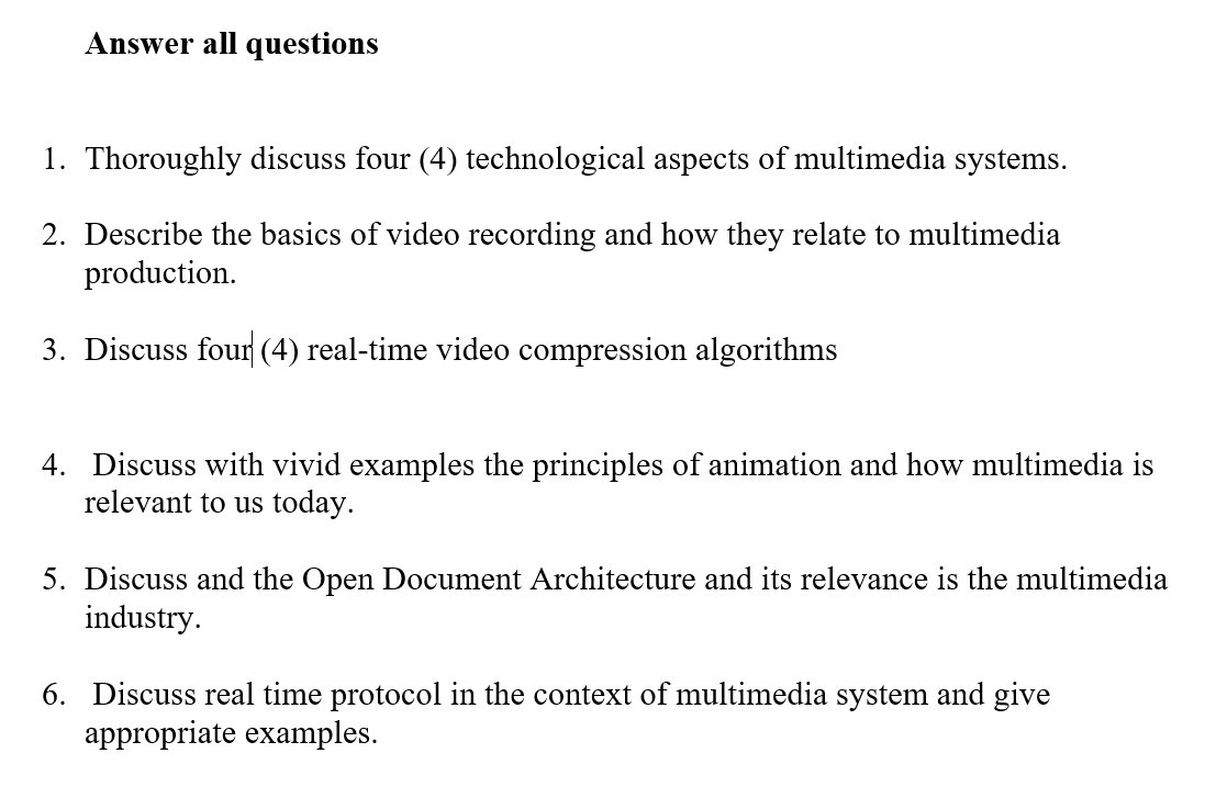 Solved Answer all questions 1. Thoroughly discuss four (4)