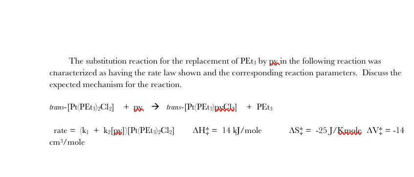 Solved The substitution reaction for the replacement of PEt3 | Chegg.com