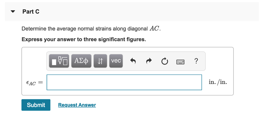 Solved Determine the average normal strains along side AB | Chegg.com