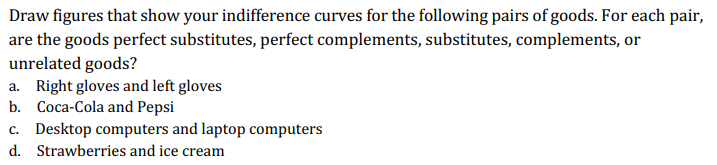 Solved Draw figures that show your indifference curves for | Chegg.com