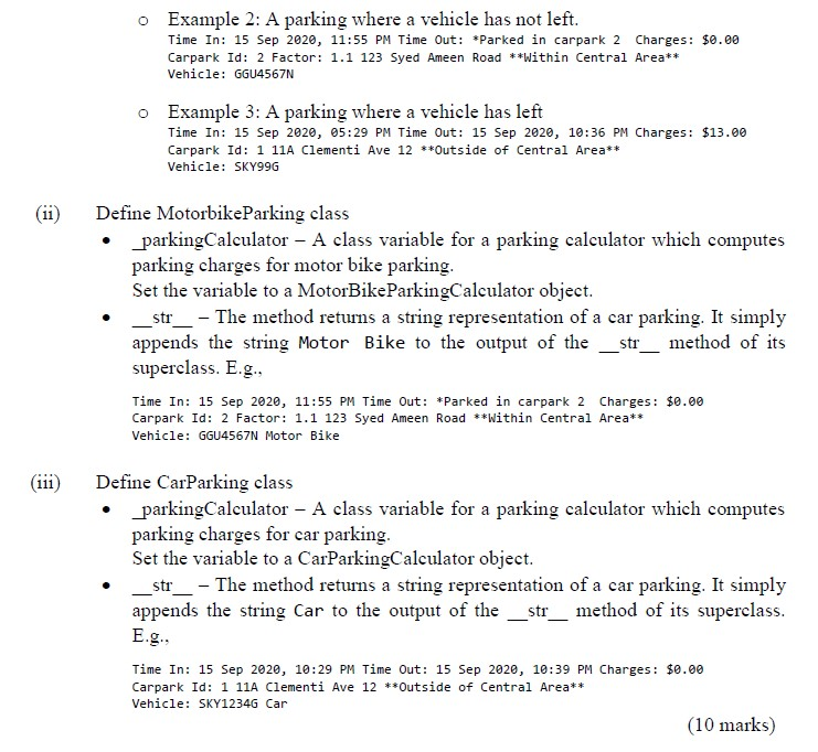 Carpark Parking application for Question 2 and 3 The | Chegg.com
