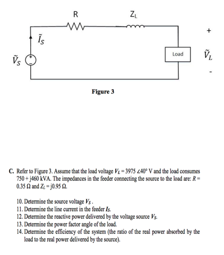 Solved R Z + īs Load VL Ďs Figure 3 C. Refer to Figure 3. | Chegg.com