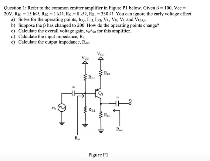 Solved Question 1: Refer to the common emitter amplifier in | Chegg.com