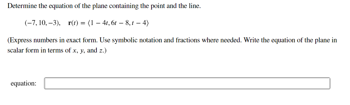 Solved Determine the equation of the plane containing the | Chegg.com