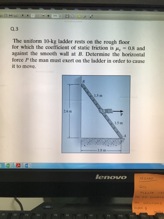 solved-the-uniform-10-kg-ladder-rests-on-the-rough-floor-for-chegg