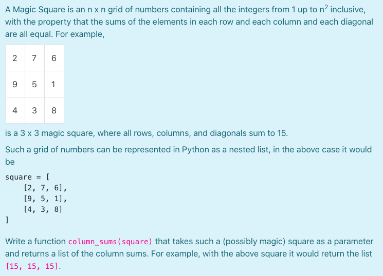 Solved A Magic Square is an nx n grid of numbers containing