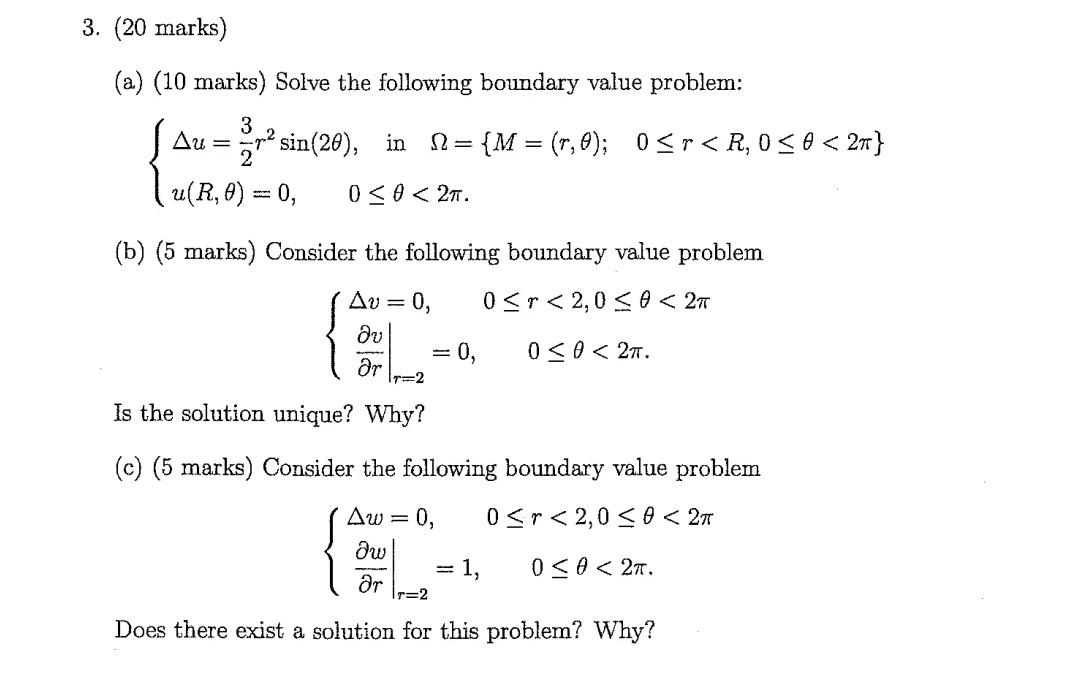 (a) (10 Marks) Solve The Following Boundary Value | Chegg.com