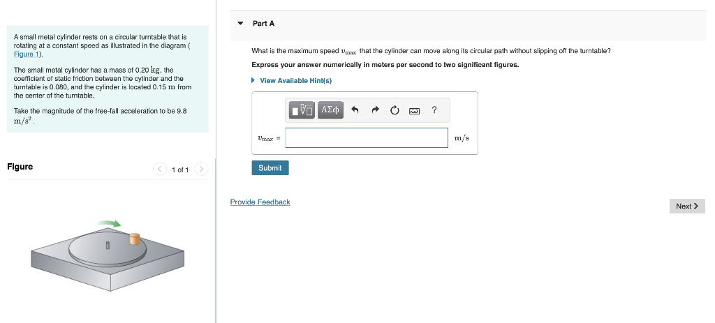 Solved A small metal cylinder rests on a circular turntable | Chegg.com