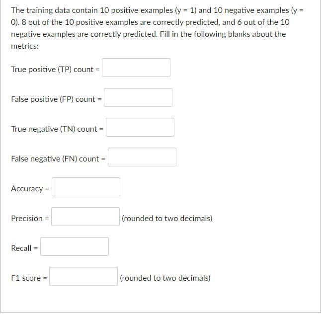Solved The training data contain 10 positive examples (y = | Chegg.com