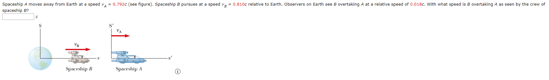 Solved Spaceship A Moves Away From Earth At A Speed V, = | Chegg.com