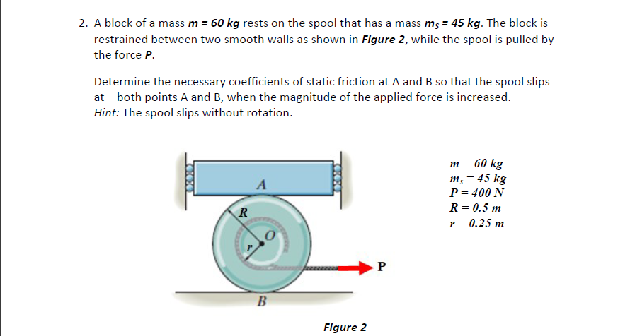 solved-2-a-block-of-a-mass-m-60kg-rests-on-the-spool-that-chegg