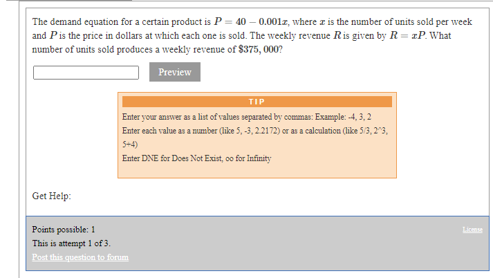 Solved The Demand Equation For A Certain Product Is P = 40 - | Chegg.com