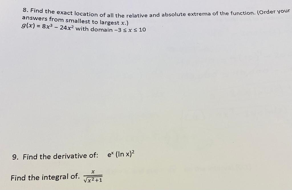 Solved 8. Find the exact location of all the relative and | Chegg.com