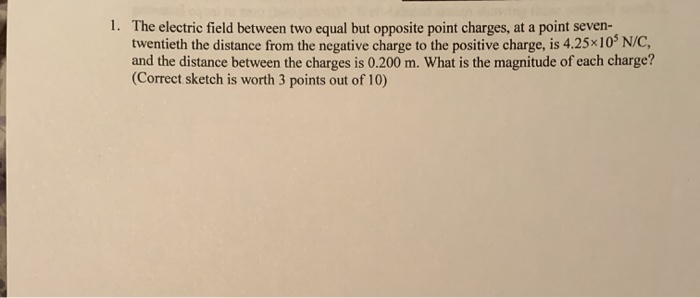 Solved 1. The electric field between two equal but opposite | Chegg.com