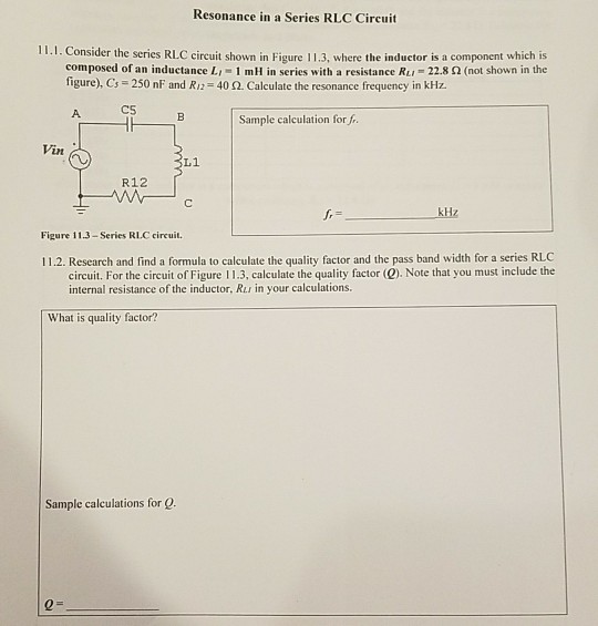 Solved Resonance In A Series RLC Circuit 1. Consider The | Chegg.com