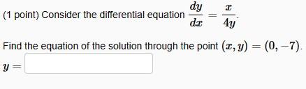 Solved (1 point) Consider the differential equation | Chegg.com