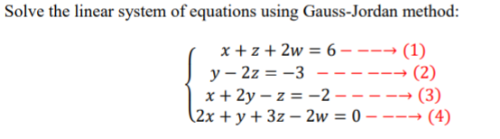 Solved Solve the linear system of equations using | Chegg.com