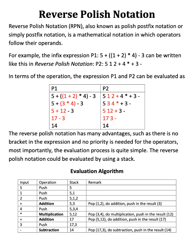 Solved Reverse Polish Notation Reverse Polish Notation | Chegg.com