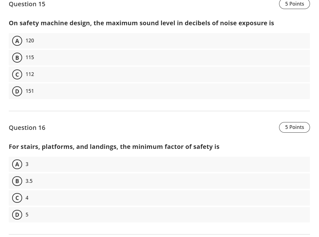 Solved Question 15 5 Points On safety machine design, the | Chegg.com