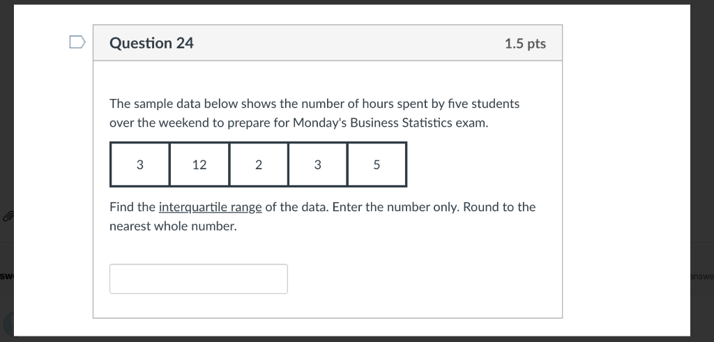 Solved D Question 24 1.5 pts The sample data below shows the | Chegg.com
