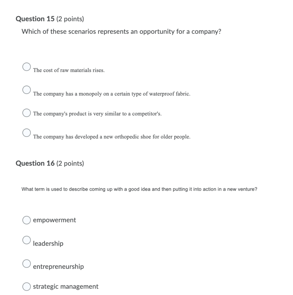 Solved Question 15 2 points Which of these scenarios Chegg