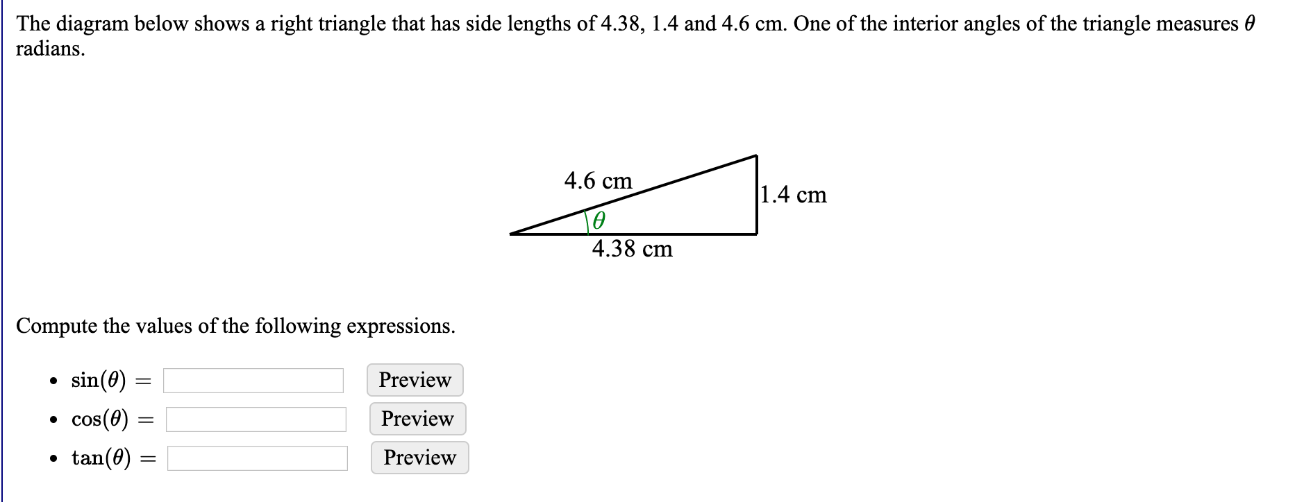 Solved The diagram below shows a right triangle that has | Chegg.com