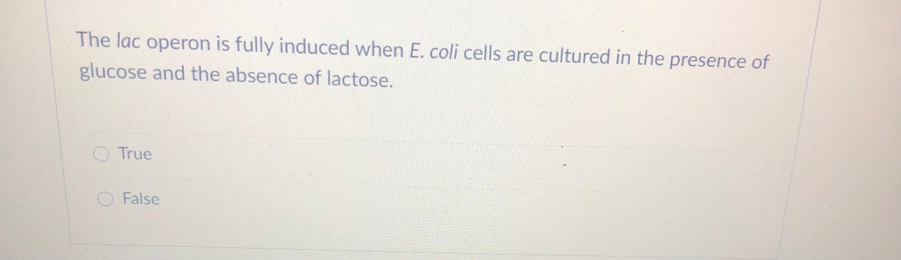 Solved The lac operon is fully induced when E. coli cells | Chegg.com