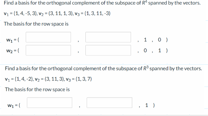 Solved Find A Basis For The Orthogonal Complement Of The | Chegg.com