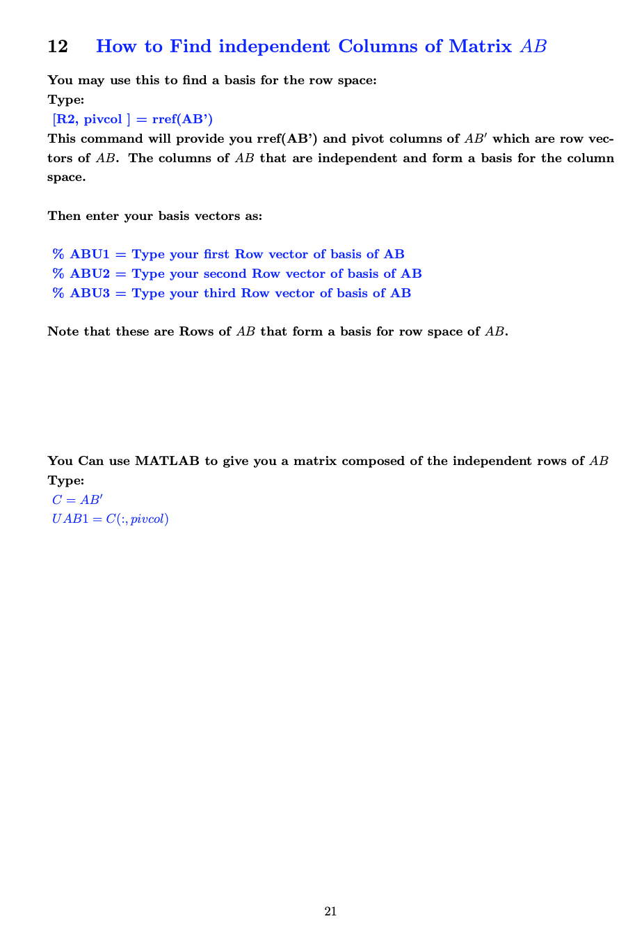 12 How to Find independent Columns of Matrix AB You Chegg