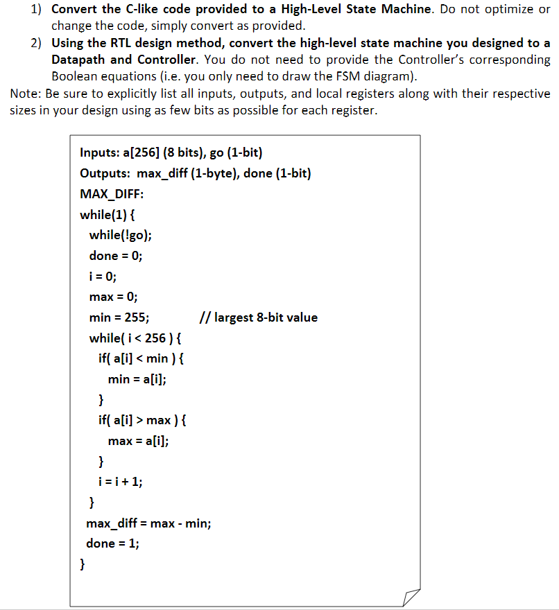 Solved 1) Convert the C-like code provided to a High-Level | Chegg.com