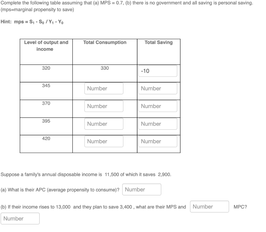 Solved Complete the following table assuming that (a) MPS | Chegg.com