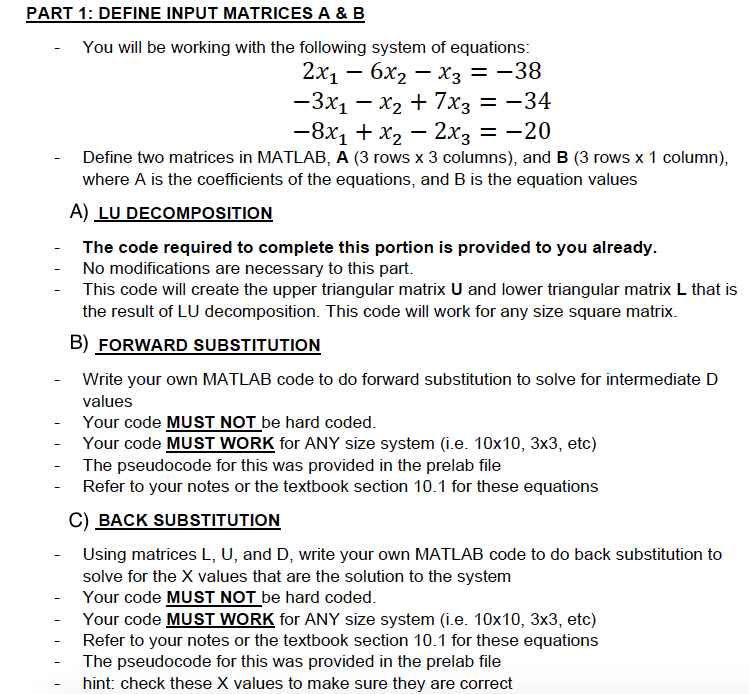 Solved **MATLAB CODE NEEDED** THANK YOUU!! %% for B): USE | Chegg.com