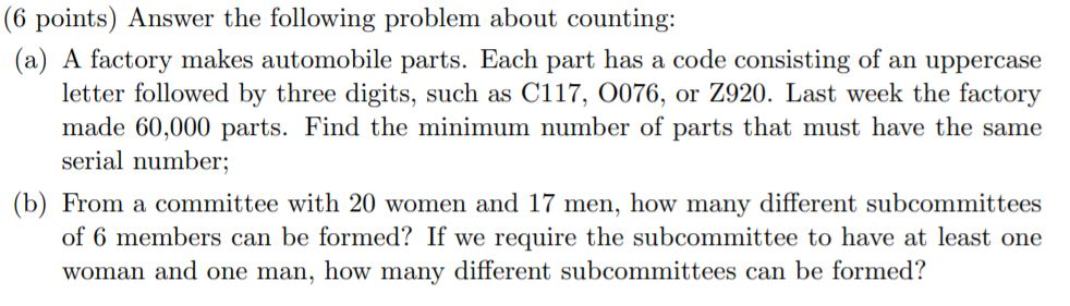 Solved (6 points) Answer the following problem about | Chegg.com