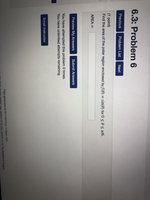 Solved 6.3: Problem 6 Previous Problem List Next (1 point) | Chegg.com