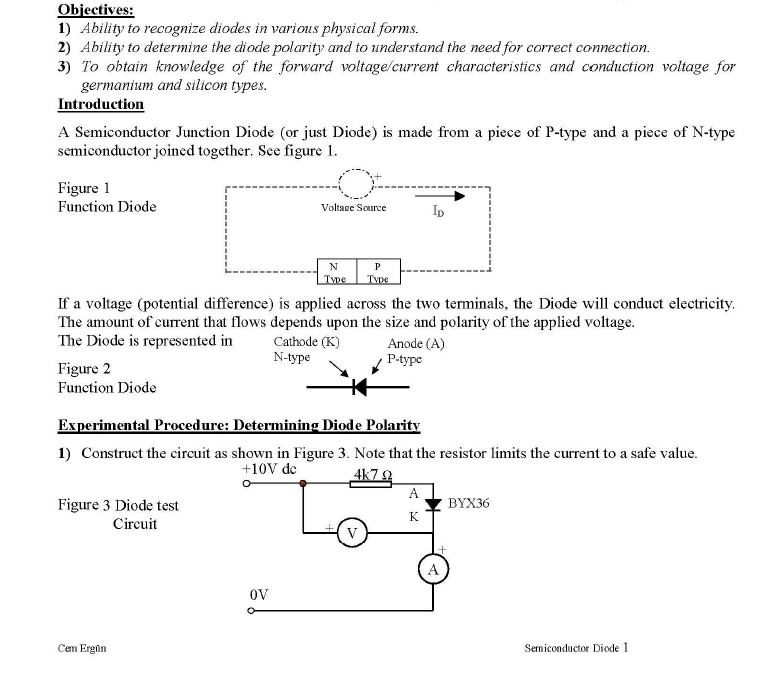 Solved Objectives: 1) Ability to recognize diodes in various | Chegg.com